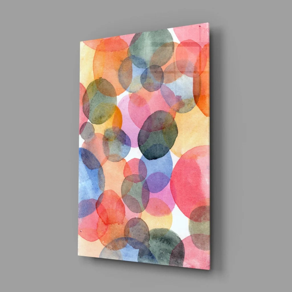 Colorful Circle Glass Wall Art With Dreamy Watercolor Vibes | Glass Wall Art Print | vintageantiquesgifts.com