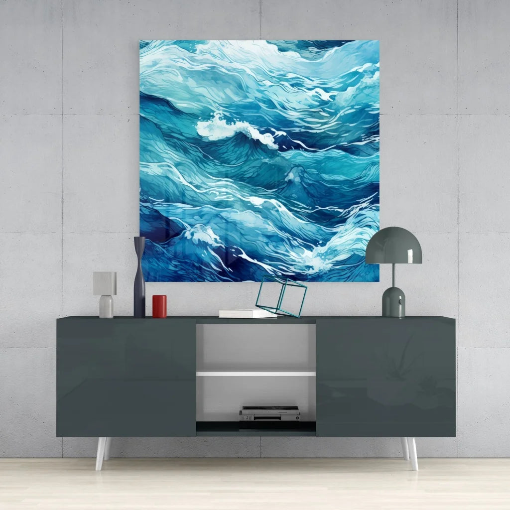Stunning Ocean Wave Tempered Glass Art for Your Walls | Contemporary Home Wall Art | vintageantiquesgifts.com