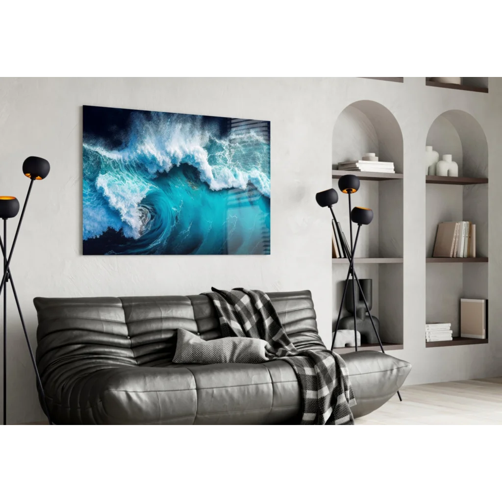 Stunning Turquoise Ocean Wave Wall Art Canvas Print | Contemporary Home Wall Art | vintageantiquesgifts.com