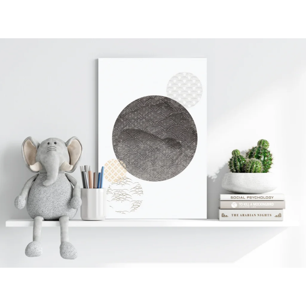 Minimalist Waves of Zen aluminum art print with gray wave circle on white