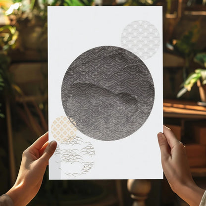 Waves of Zen aluminum art print with minimalist gray wave design