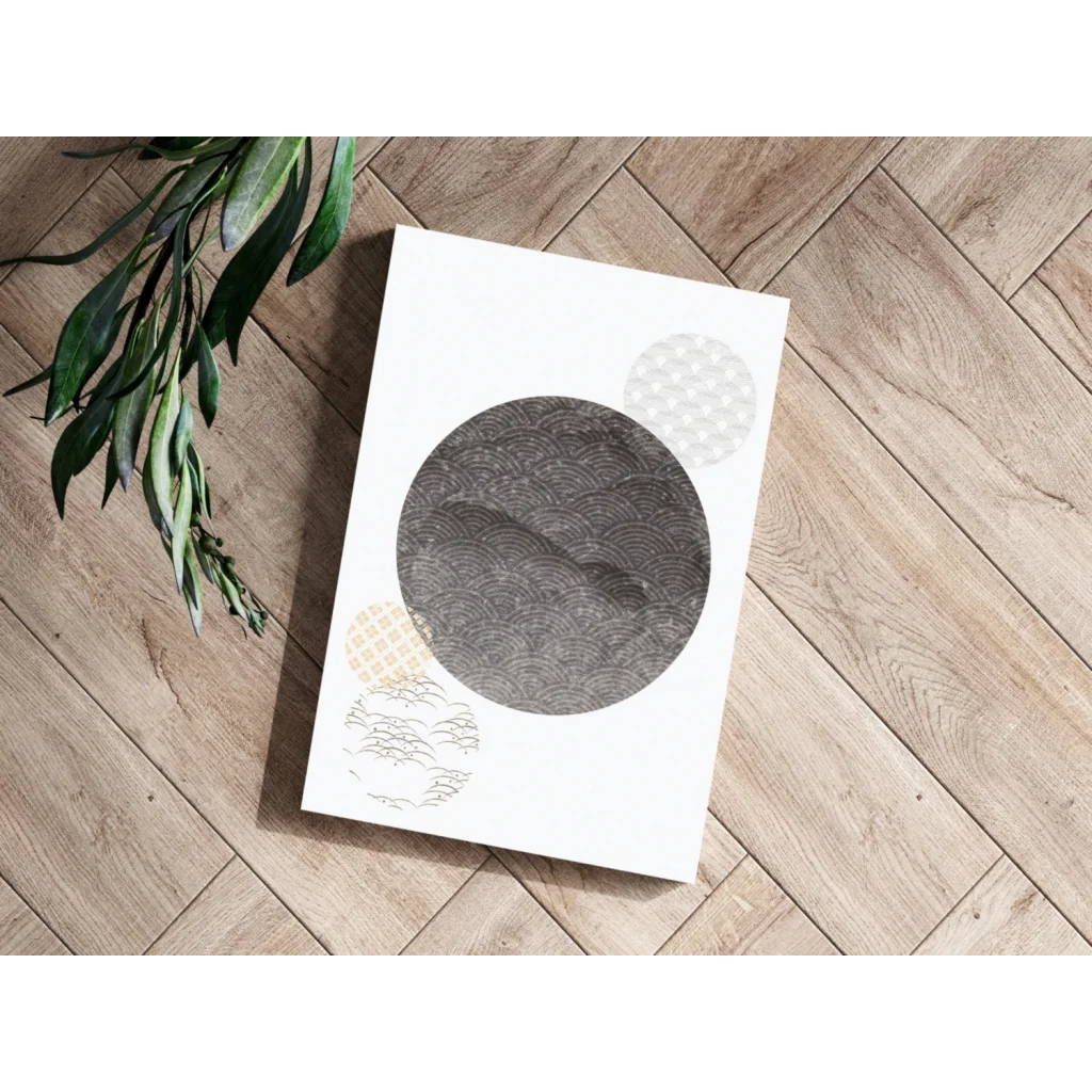 Waves of Zen aluminum art print with gray wave circle design