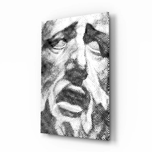Black and white wavy line portrait wall art canvas