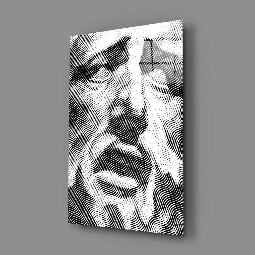 Black and white wavy line portrait wall art canvas