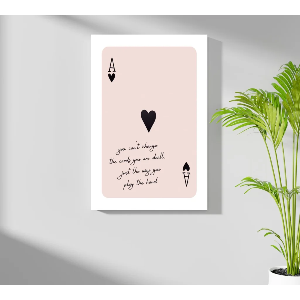 Blush pink ace of hearts aluminum print, vivid decorative solution