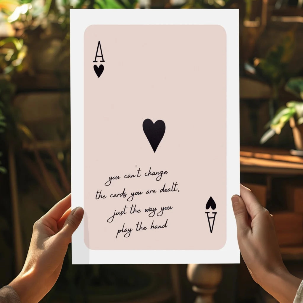 Minimalist pink ace of hearts aluminum print in modern elegance