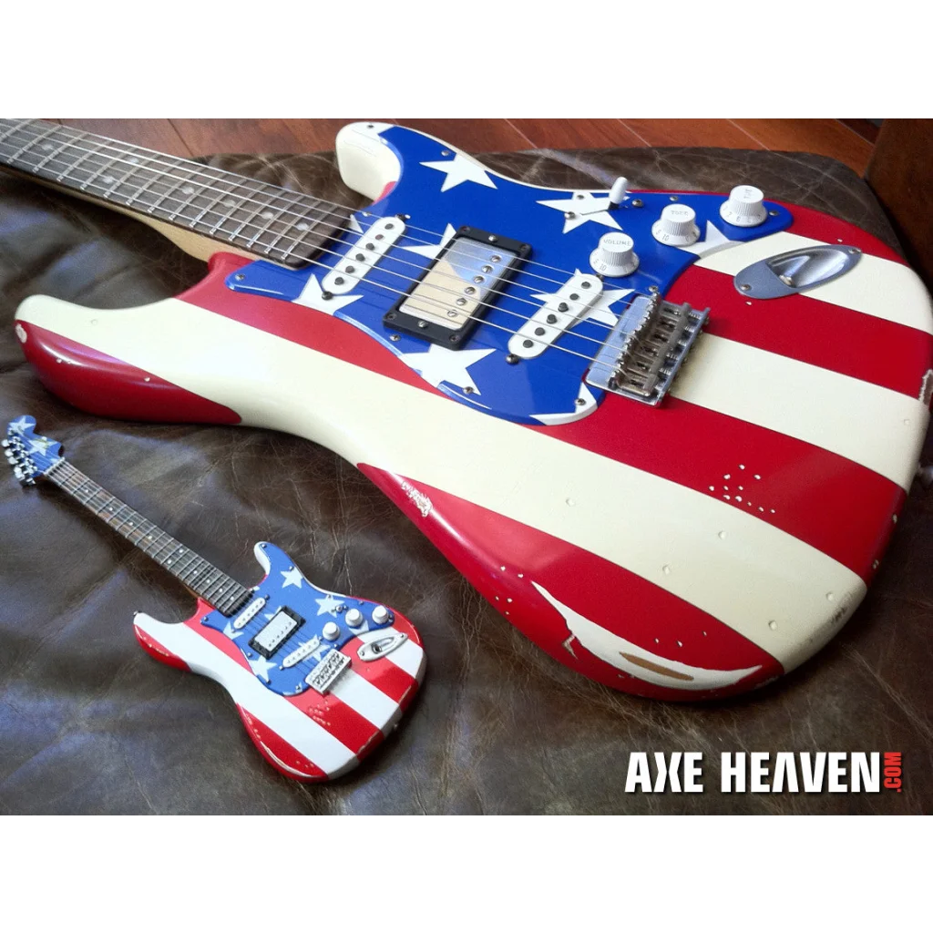 Wayne Kramer Stars and Stripes Mini Guitar by Axe Heaven | Mini Guitar Replica Collectible | vintageantiquesgifts.com