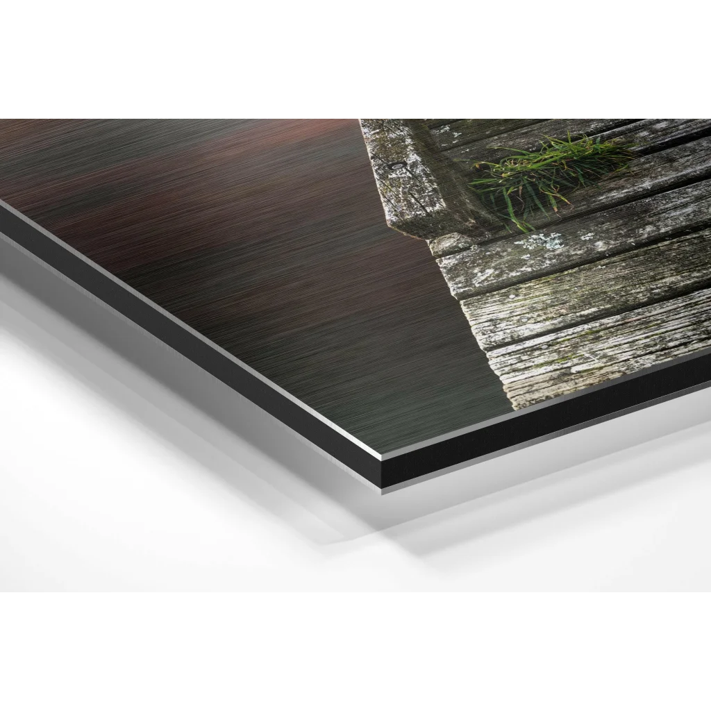 Weathered dock art print on brushed aluminium dibond