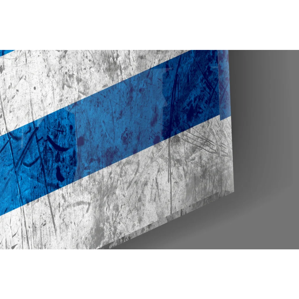 Distressed Uruguay flag canvas wall art with blue stripe and grunge texture
