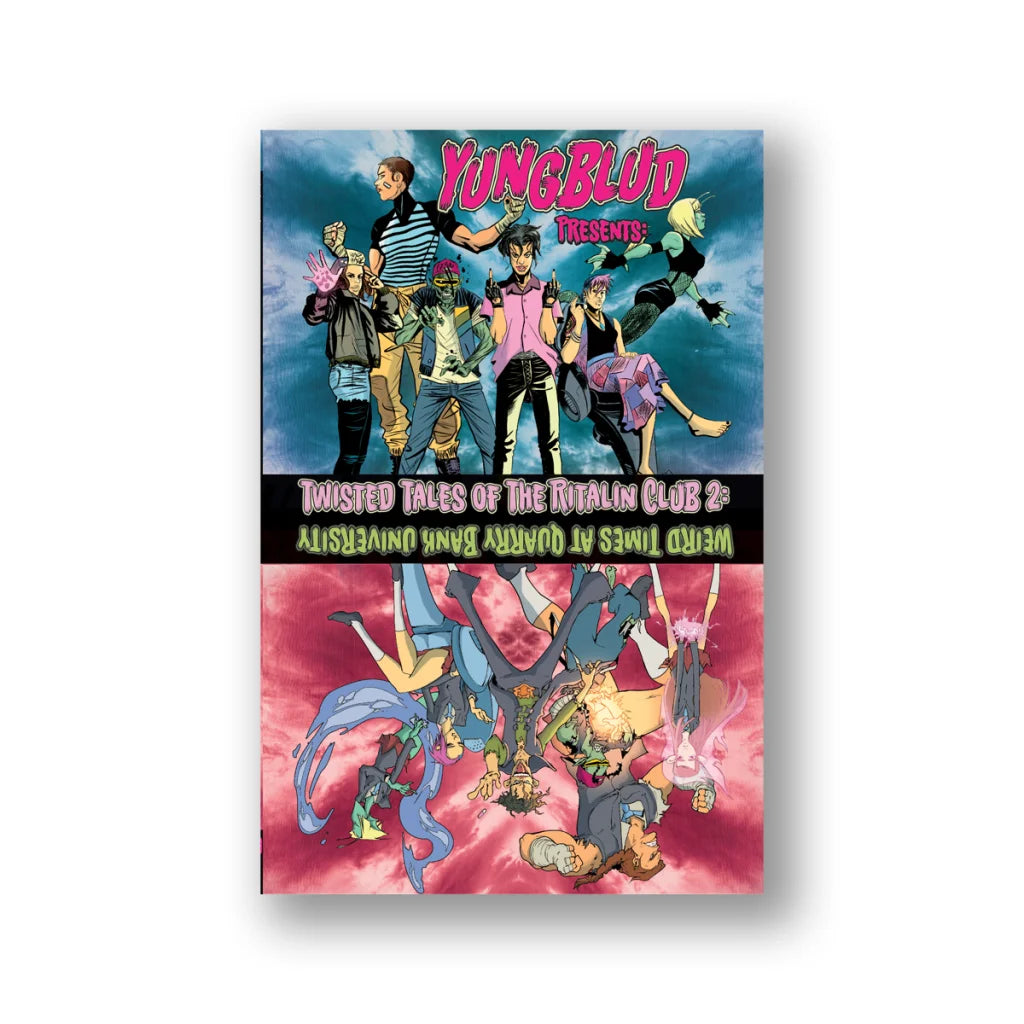 Colorful cover of Weird Times at Quarry Bank University comic book featuring cartoon characters