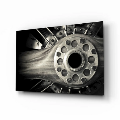 Black and white aviation engine hub wall art canvas print