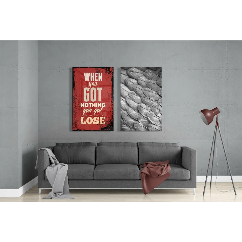 ’When You Got Nothing’ 2 Pieces Combine Glass Wall Art