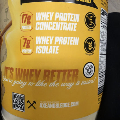 Yellow Axe Sledge Whey More Grizzly Honey Graham 30 servings tub
