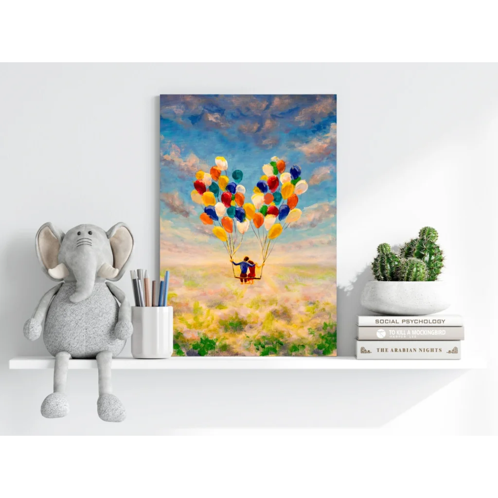 Elephant plush toy with soft gray fur and large ears on white shelf