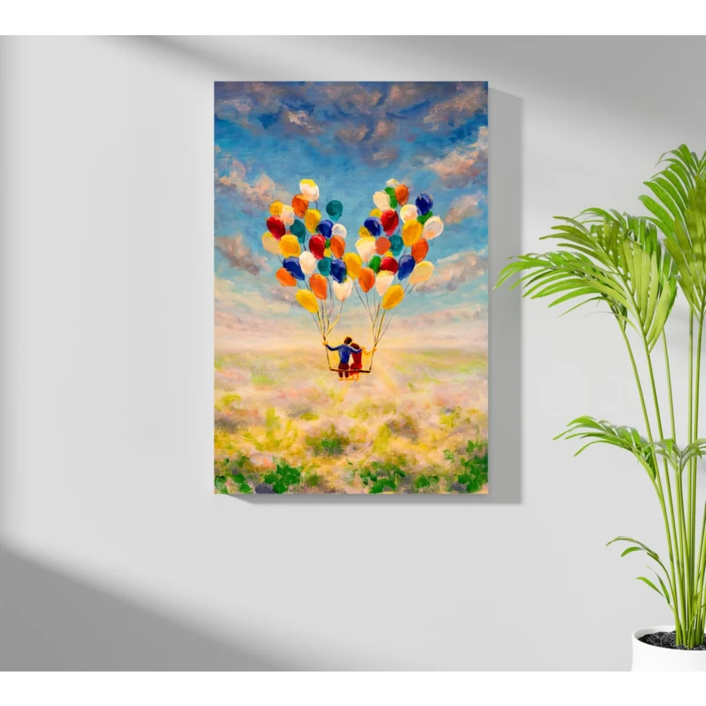 Vibrant Pixar balloon scene canvas print from Up adventure