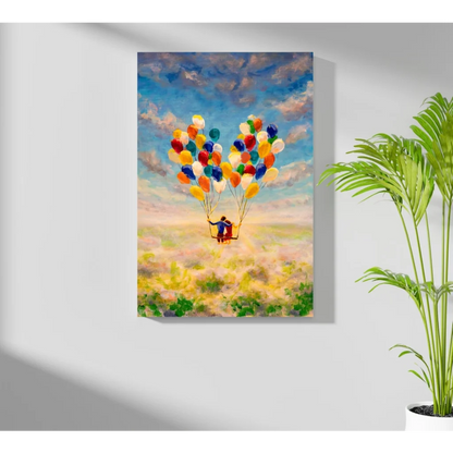 Vibrant Pixar balloon scene canvas print from Up adventure