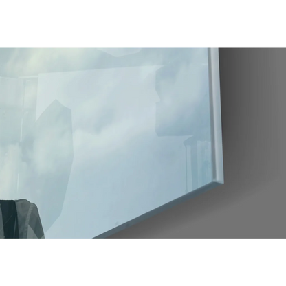 White frosted glass wall art panel with whimsical rainbow hot air balloon texture