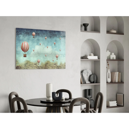 Whimsical vintage hot air balloon wall art canvas print