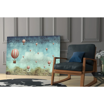 Whimsical vintage hot air balloon wall art canvas print
