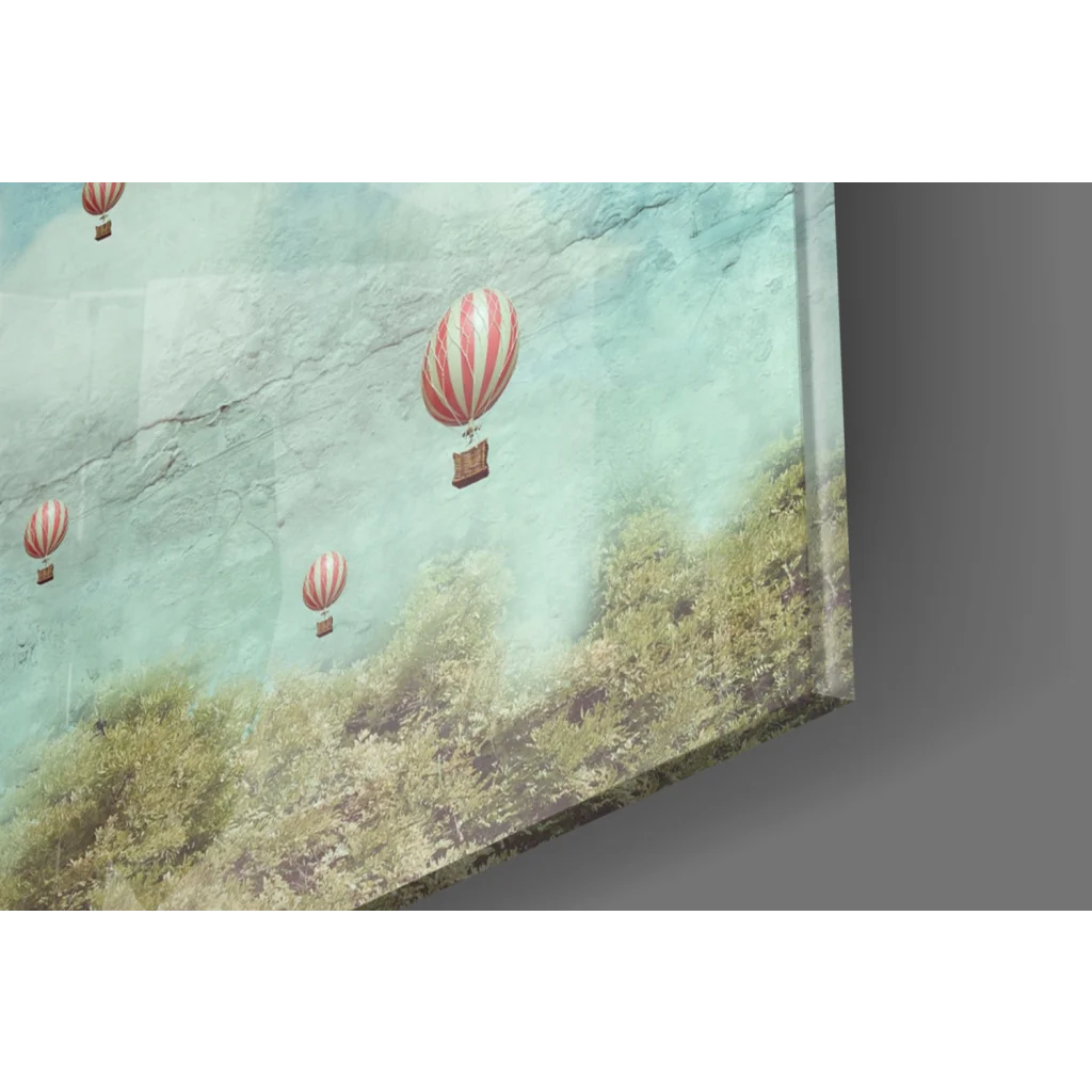 Whimsical striped hot air balloon canvas wall art print