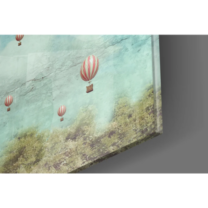 Whimsical striped hot air balloon canvas wall art print