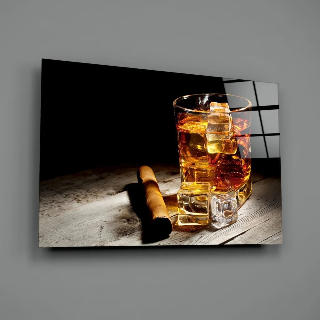 Whiskey Glass Wall Art Canvas Print for Home Decor | Glass Wall Art Print | vintageantiquesgifts.com