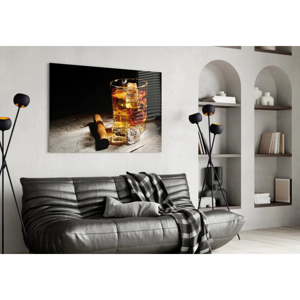 Whiskey Glass Wall Art Canvas Print for Home Decor | Contemporary Home Wall Art | vintageantiquesgifts.com