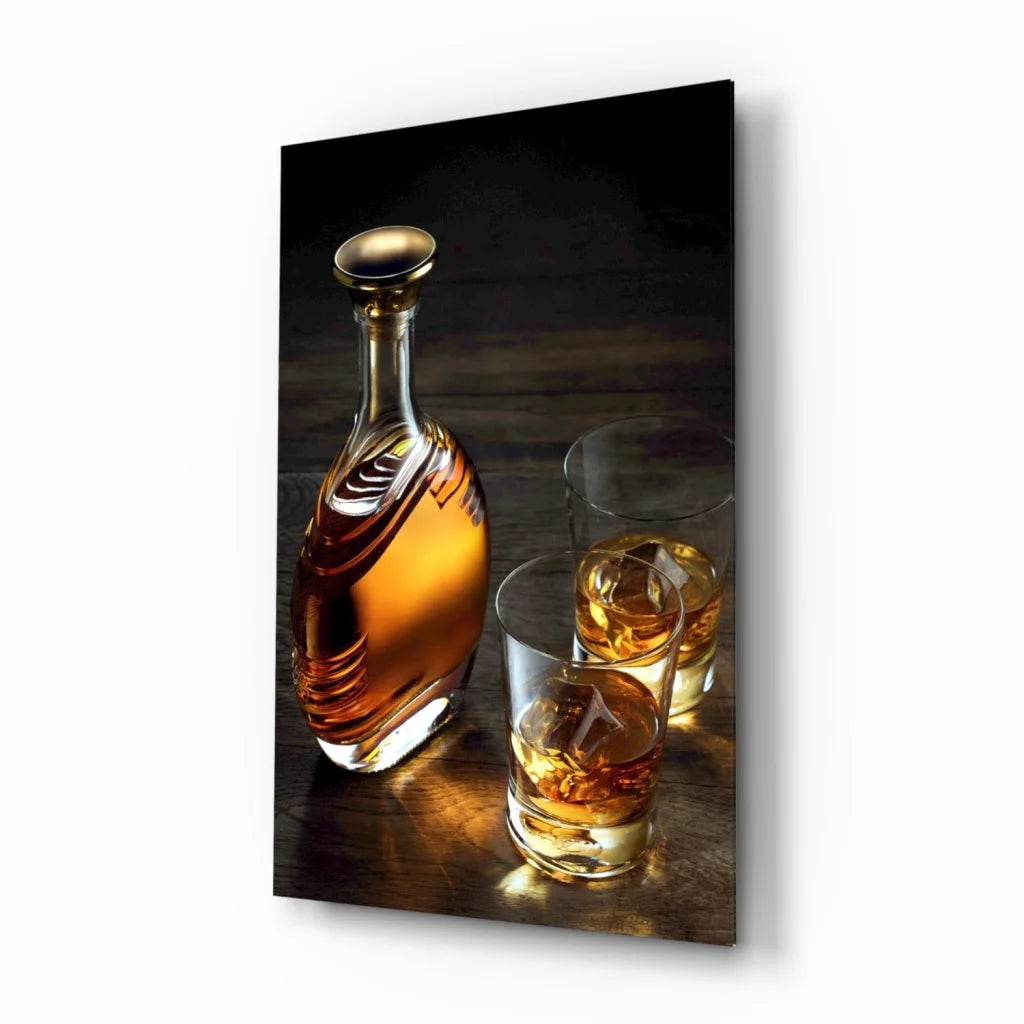 Sleek whiskey decanter glass wall art canvas print