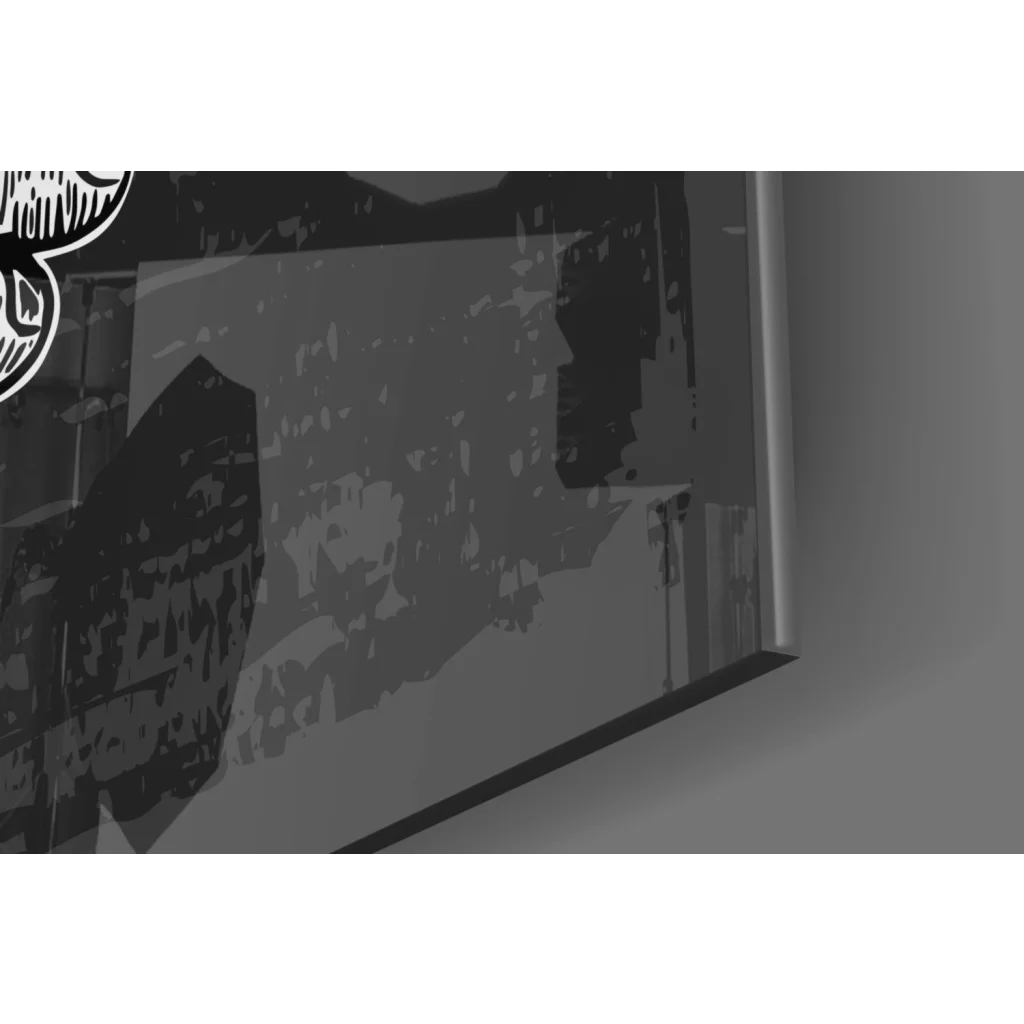 Black and white winged creature in Born to Drink Whiskey glass wall art print