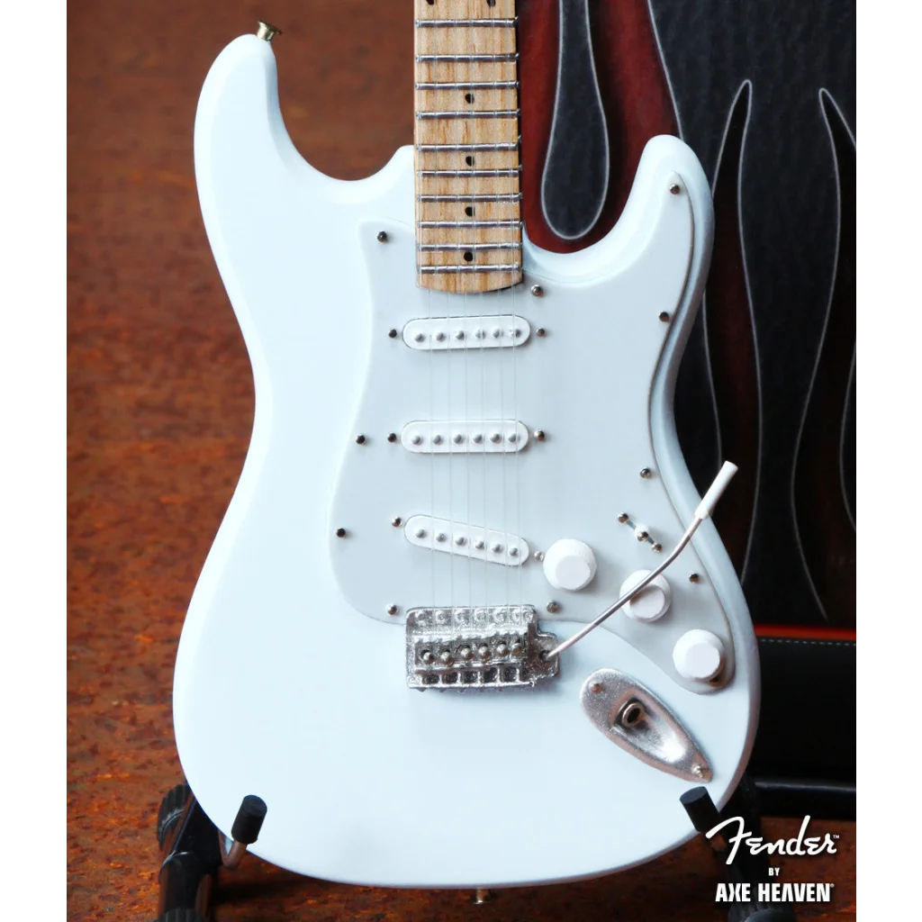 White Fender Stratocaster mini guitar case gift by Axe Heaven®