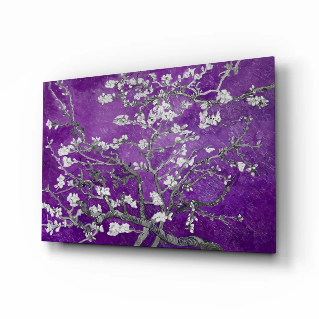 Purple Blossom Tree Canvas Wall Art with White Flowers | Insigneart USA | vintageantiquesgifts.com