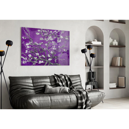 Purple Blossom Tree Canvas Wall Art with White Flowers | Contemporary Home Wall Art | vintageantiquesgifts.com