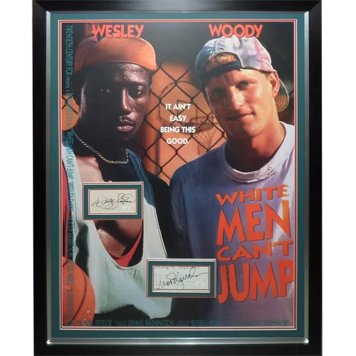 Deluxe framed White Men Can’t Jump movie poster with Wesley Snipes and Woody Harrelson autographs