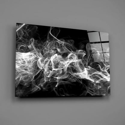Mesmerizing Smoke Swirls Wall Art in Stunning Black and White | Glass Wall Art Print | vintageantiquesgifts.com