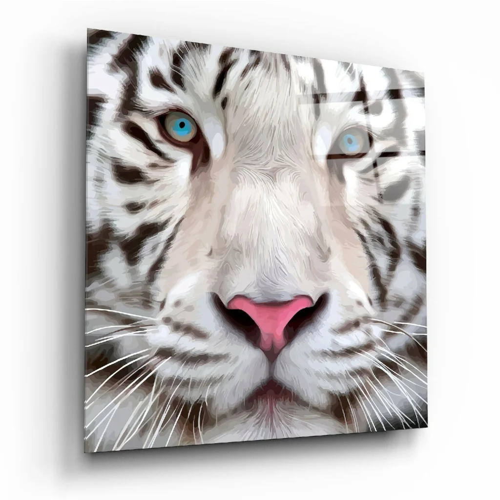 Stunning White Tiger Canvas Wall Art With Piercing Blue Eyes | Insigneart USA | vintageantiquesgifts.com