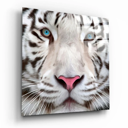 Stunning White Tiger Canvas Wall Art With Piercing Blue Eyes | Insigneart USA | vintageantiquesgifts.com