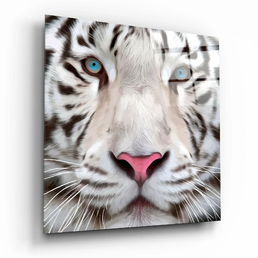 Stunning White Tiger Canvas Wall Art With Piercing Blue Eyes | Insigneart USA | vintageantiquesgifts.com