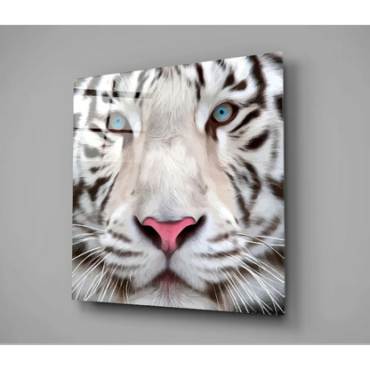 Stunning White Tiger Canvas Wall Art With Piercing Blue Eyes | Modern Wall Art Decor | vintageantiquesgifts.com