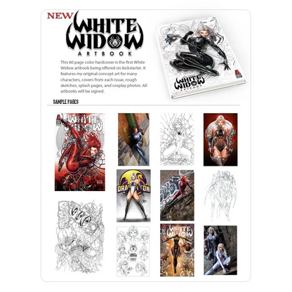 White Widow art book cover with black and white dynamic poses