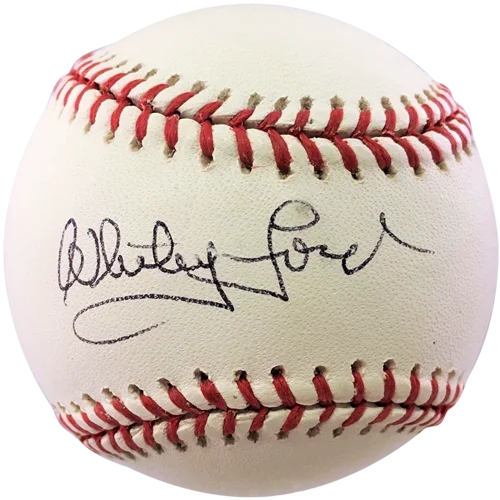 Whitey Ford autographed MLB baseball with red stitching and black signature