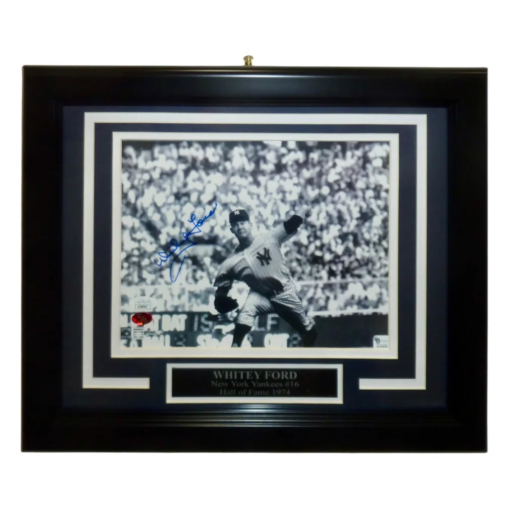 Whitey Ford autographed New York Yankees deluxe framed 8x10 photo with plaque