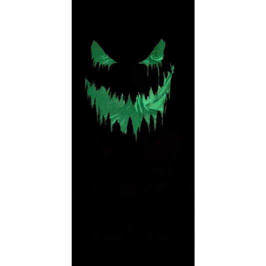 Glow-in-the-dark green jack-o-lantern Wil Shrike face mask