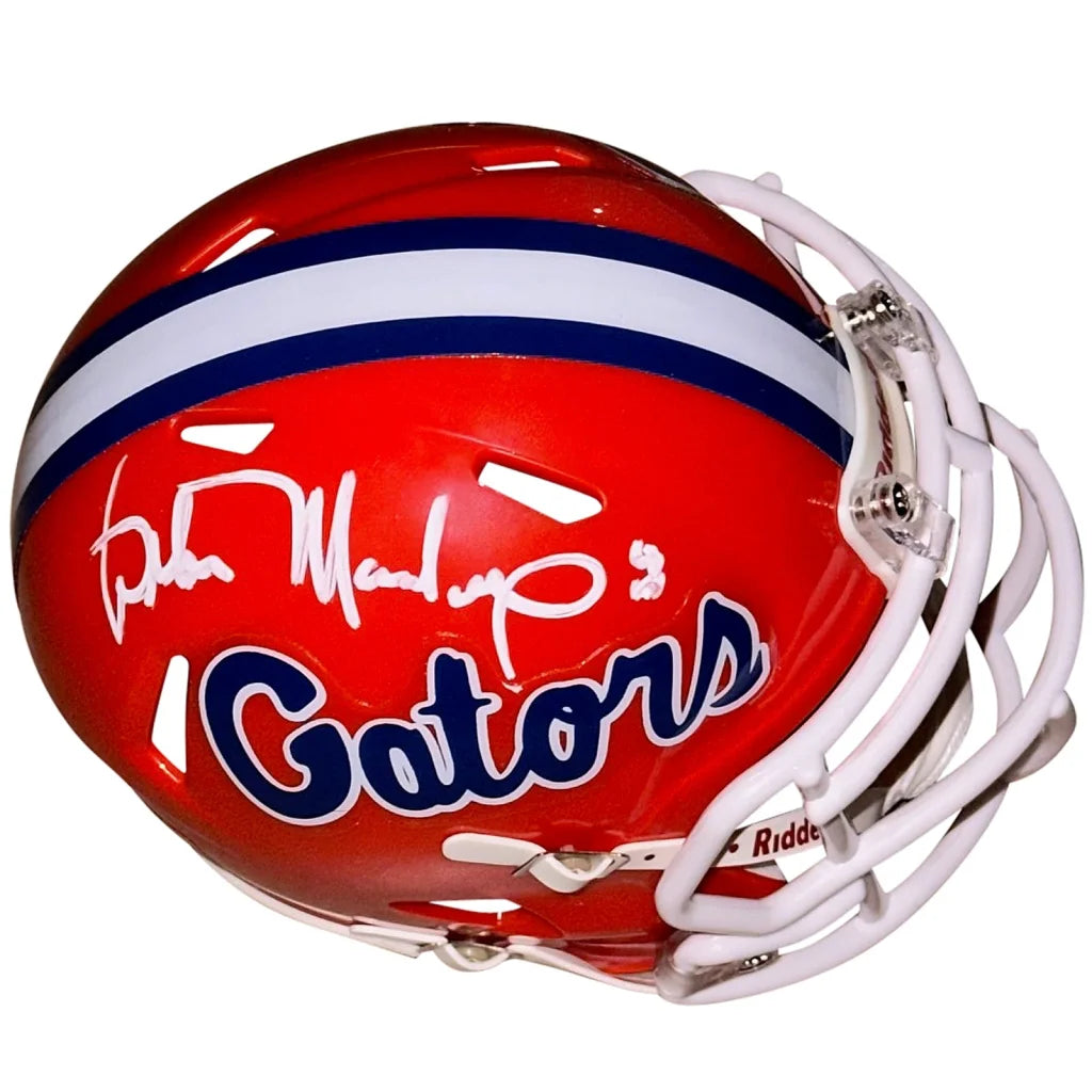 Wilber Marshall signed Florida Gators mini helmet in Riddell red and white