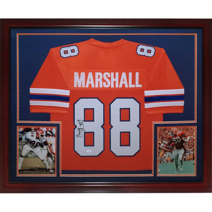 Wilber Marshall autographed Florida Gators deluxe framed jersey orange #88