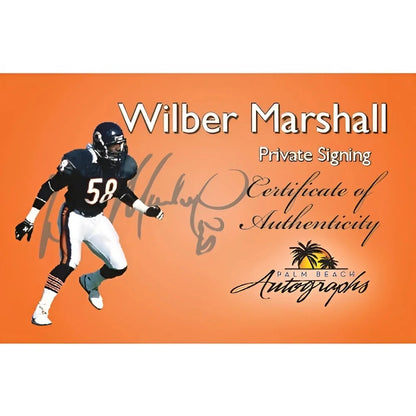 Wilber Marshall signed Florida Gators mini helmet with black and blue jersey 58 palm tree logo