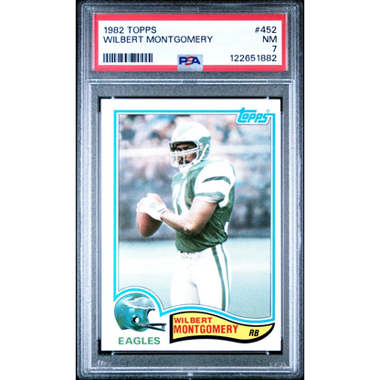 1982 Topps Wilbert Montgomery PSA graded card in green jersey
