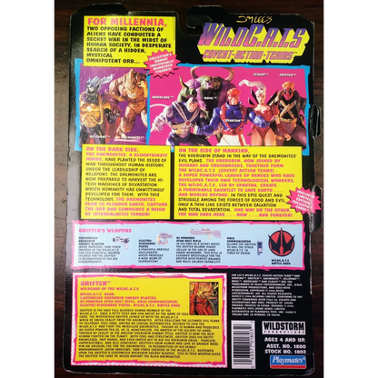 Vintage 1994 WildCATS Grifter action figure by Playmates packaging