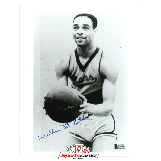 Pop Gates signed 8x10 New York Rens legend photo with basketball action figure
