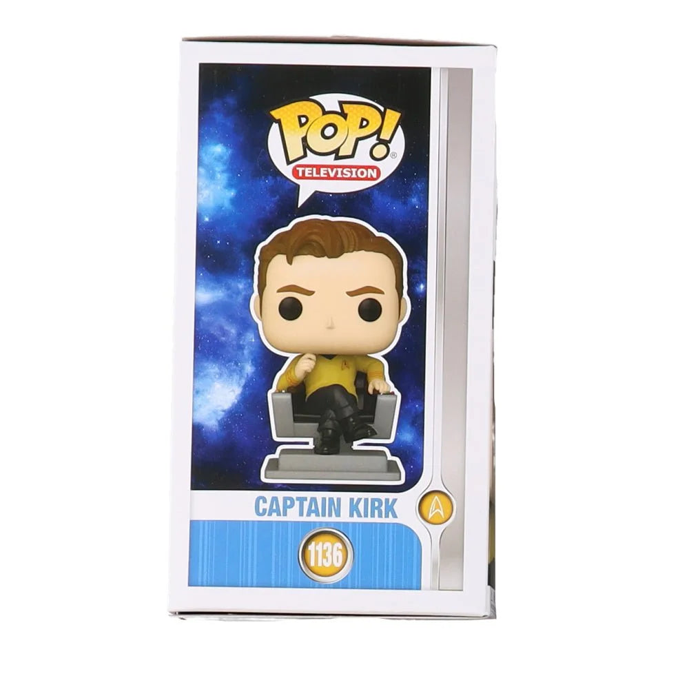 William Shatner signed Captain Kirk vinyl figure in box for collectible fans