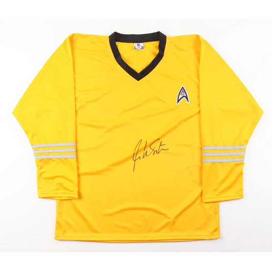 Yellow Star Trek uniform shirt signed by William Shatner with PSA authentication